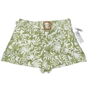 NWT RACHEL ZOE 100% linen Patterned Floral Shorts with Belt size XL